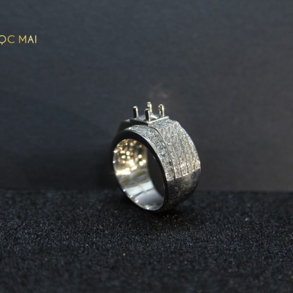 Vỏ nhẫn nam gắn kim cương tấm tự nhiên 14k KC-Ổ nam 006