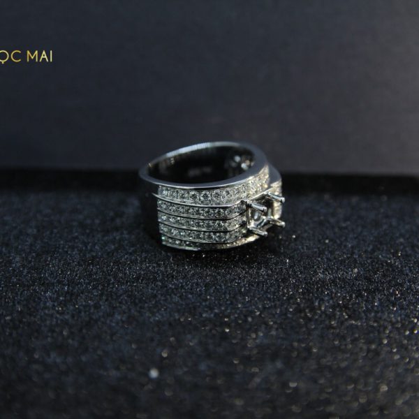 Vỏ nhẫn nam gắn kim cương tấm tự nhiên 14k KC-Ổ nam 006